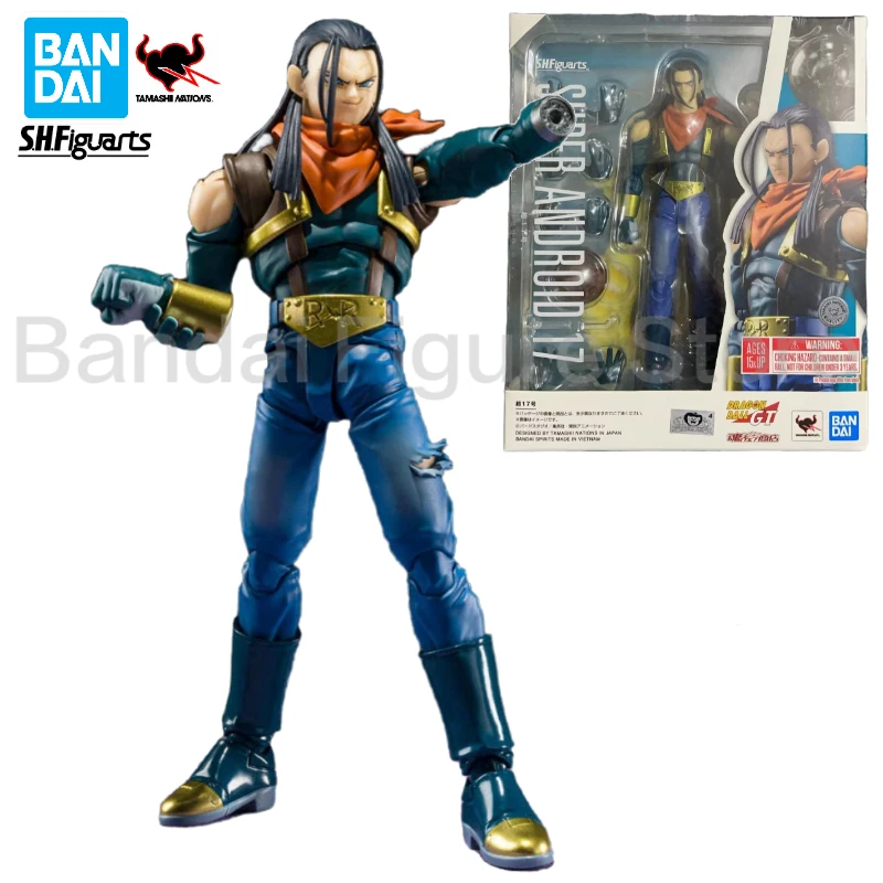 Original In Stock Bandai S.H.Figuarts SHF Dragon Ball GT Super Android 17 Anime Action Figure Toy Gift Model Collection Hobby