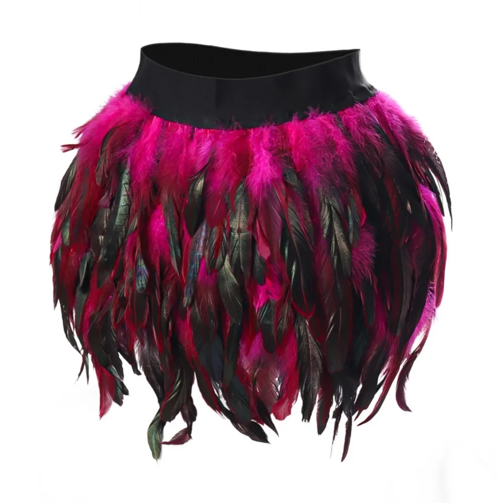Women's Festival Carnival Party Prom Feather Skirt Female Sexy Bar Jazzy Multicolor Irregular Dance Skirt 2025