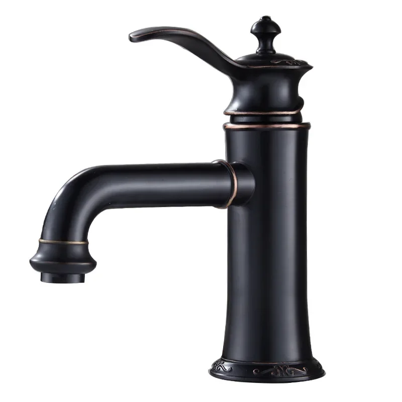 

hot and cold washbasin, washbasin faucet, American bathroom washbasin, all-copper single-hole washbasin faucet.
