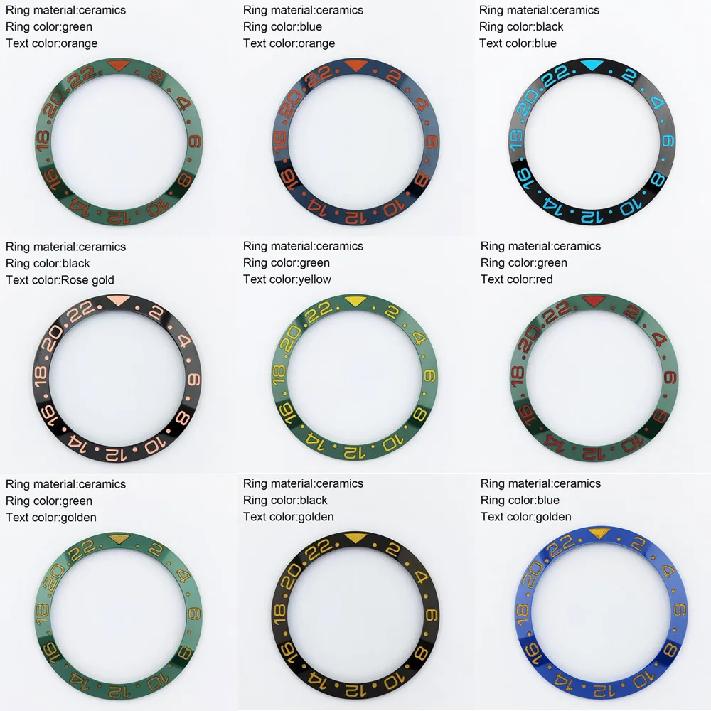 38-30,7 mm Keramik-Lünette mit schräger Oberfläche und Super-Luminova-Beschichtung für GMT-Uhren, passend für 40-mm-Uhrengehäuse, Uhrenzubehörteile – Detail 6