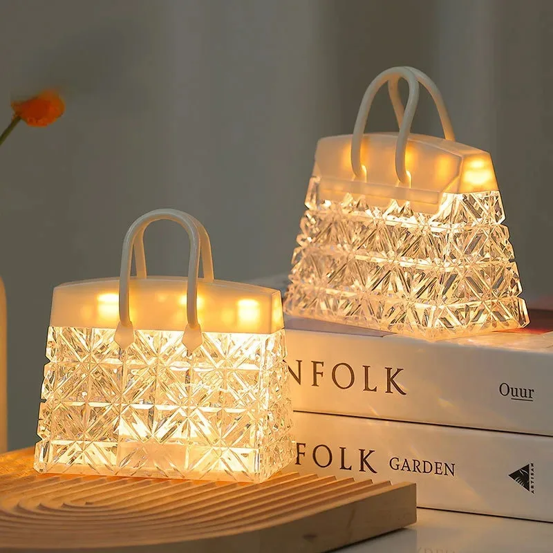 Creative Crystal Bag Night Light – Bedside Lamp, Ambient Mood Light, Birthday Gift for Bestie, Desktop Decorative Ornament