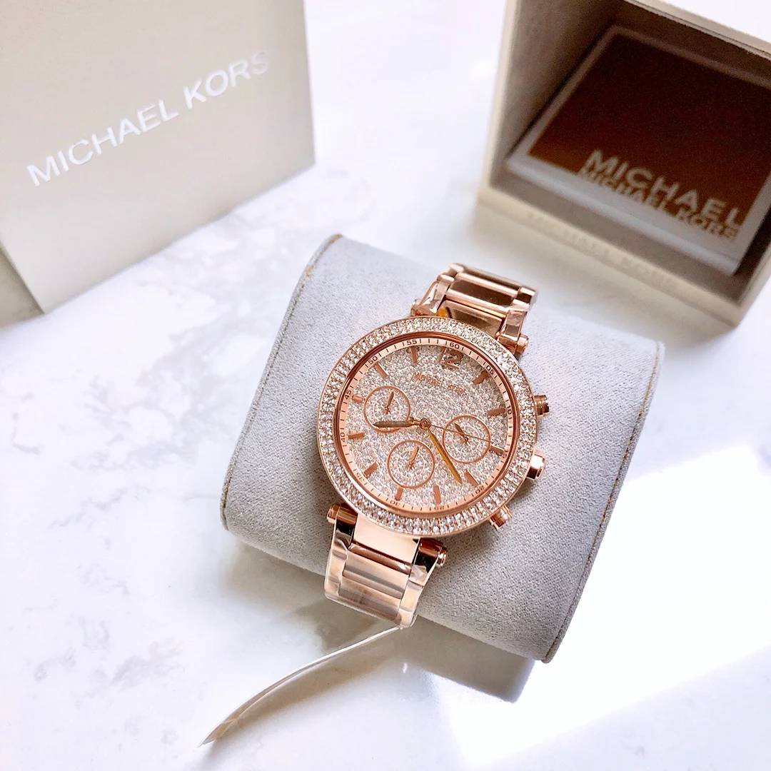 Michael Kors Luxury Women Parker MK-5857 Quartz Watch Diamond Fashion Waterproof Wristwatch High Quality Lady Exquisite Gift