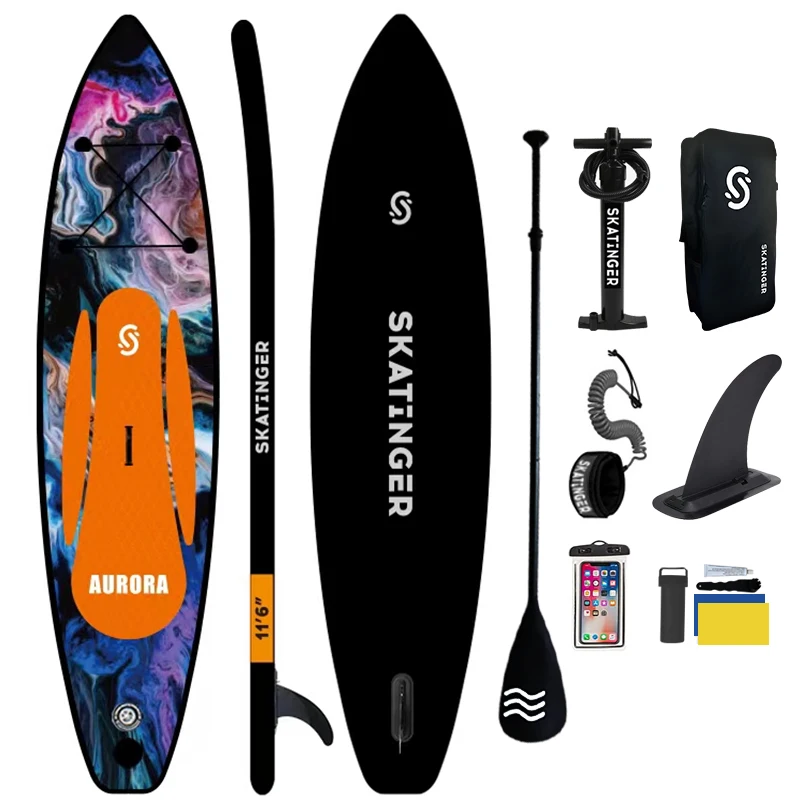 

China OEM/ODM double layer surf board sup boards inflatable standup paddleboard fusion sup black paddle board