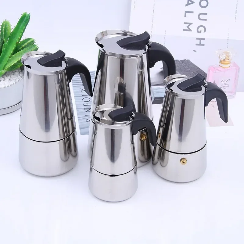 Stainless Steel Italy Coffee Maker Moka Pot 2/4/6/9 Cups Insulation Mocha Espresso Latte Stovetop Filter Coffee Pot for Kitchen