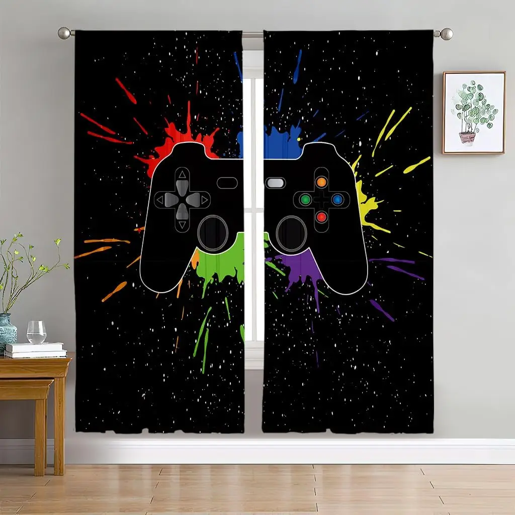 Teen Kids Boys Favorite Stylish Gamepad Game Console Light-Filtering Window Curtains,Suitable for Children's Bedroom,Living
