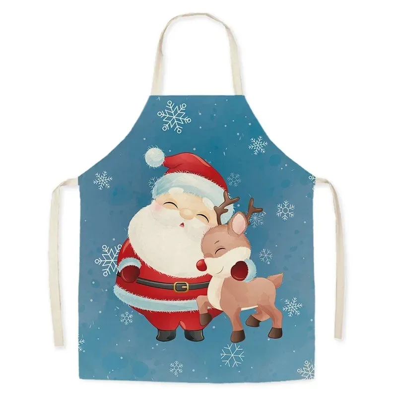 New style holy pattern fine linen apron home decoration kitchen cleaning sleeveless bib Christmas decoration apron