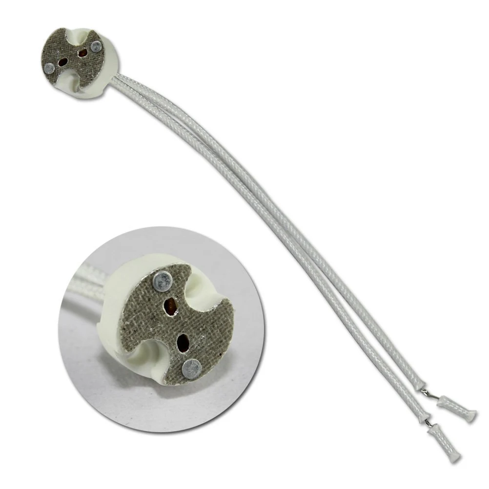

10 pcs Ceramic Lamp Holder MR16 LED Socket 12V Wire Connector Durable Heat Resistant Cover Long Leads Lampholders