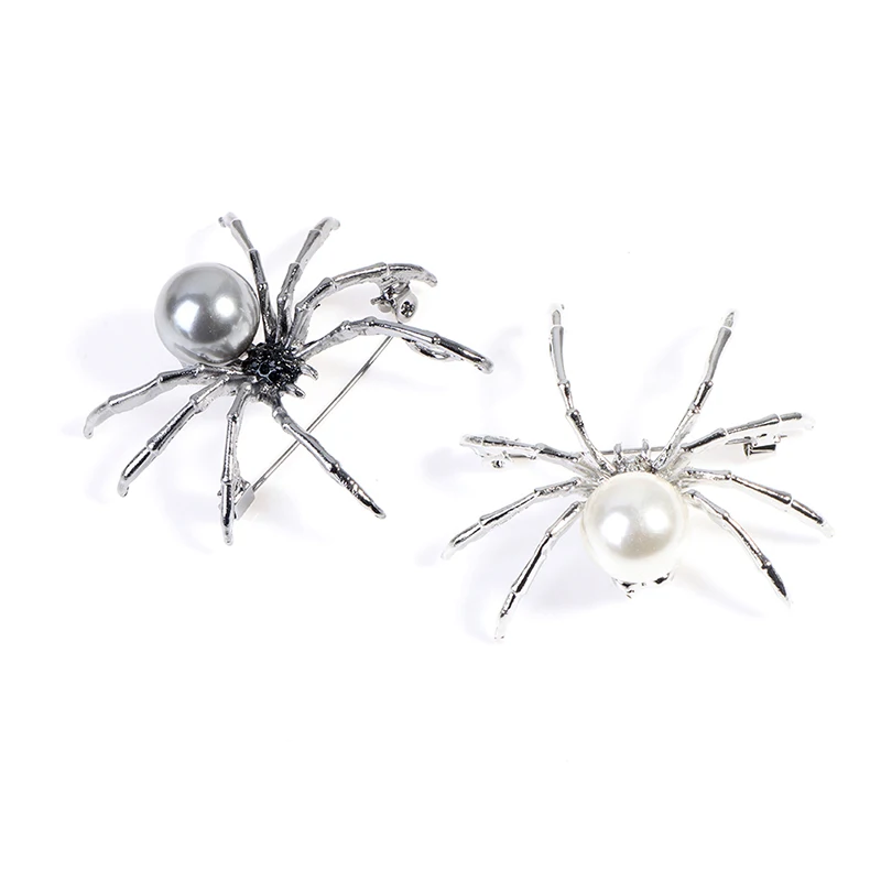 Black Spider Pearl Insect Brooch Female Corsage Gifts Men Accessories Korean Fashion Personality Jewelry