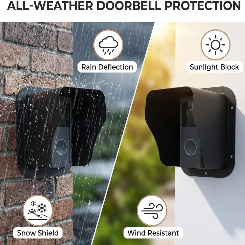 Anti-Glare Weatherproof Doorbell Rain Cover Metal Shell Wider Deeper Keypad Protector Preminum Outdoor Keypad Shield Outdoor Use