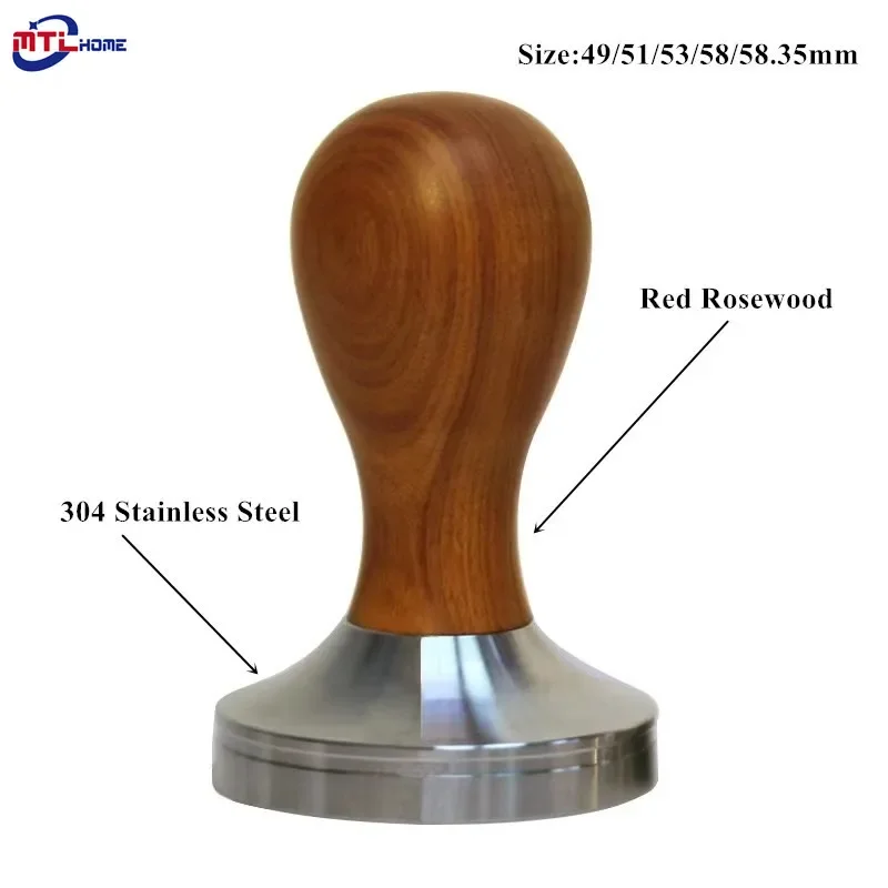 51/53/58/mm Coffee Tamper Barista Espresso Maker Grinder with 304 Stainless Steel Base Solid Wooden Handle  مطحنة القهوة