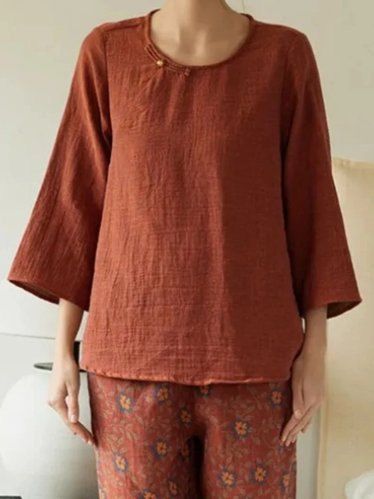 

Women Casual Loungewear Pure Cotton Double Gauze Retro Chinese Style Nightwear Long Sleeve Tops Floral Sleeping Pants Pajamas