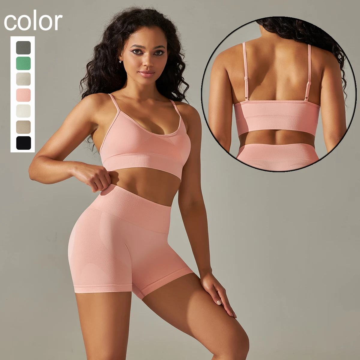 

2PCS Sexy Cross Straps Yoga Bra Shorts Set Backless Yoga Underwear With Chest Pad Push Up Fitness Shorts Female Sportswear Set