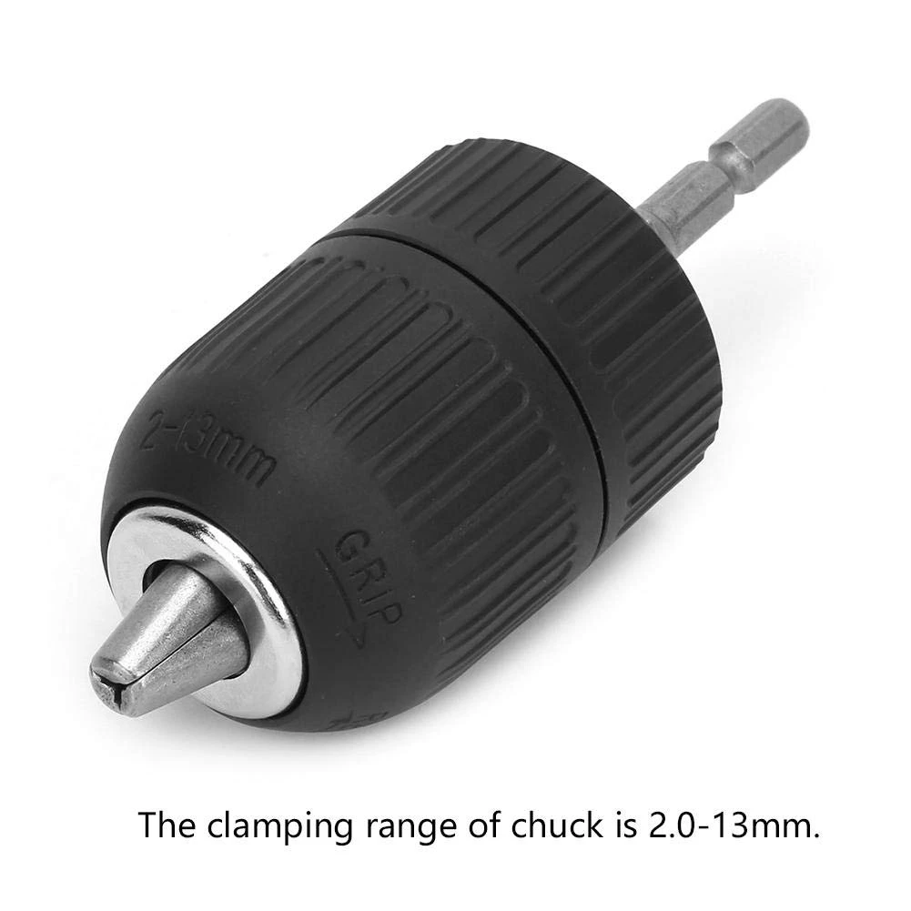 

AB11-Electric Drill Chuck, 1/2-20UNF Keyless Drill Chuck, 2.0-13MM Keyless Drill Chuck Adaptor + 1/4 Hex Connecting Rod