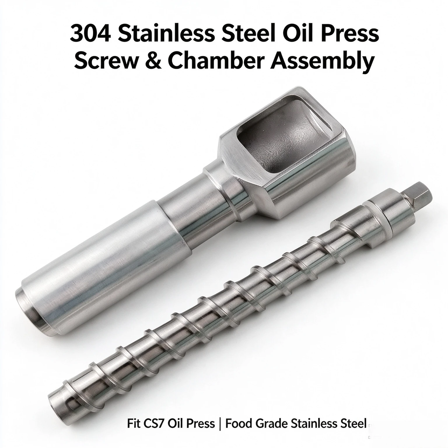 CS7 Oil Press Replacement Accessory Kit, Stainless Steel Press Screw and Chamber for Home Oil Extraction Machine