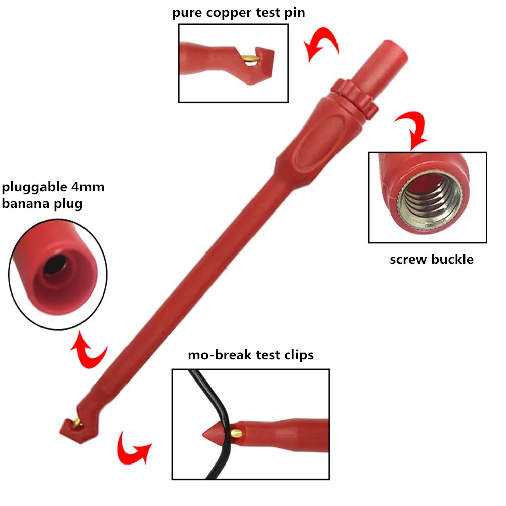 2Pcs Insulation Puncture Probe Auto Repair Multimeter Test Clip Auto Repair Test Puncture-free Test Probe with 4mm Banana Plug