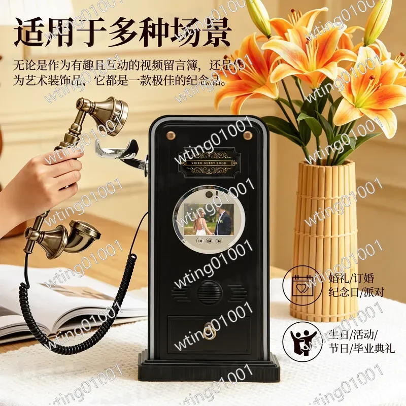 for Vintage Wedding Video Guestbook Phone for Party Guests to Record Blessings and Messages Digital Signing Machine Keepsake