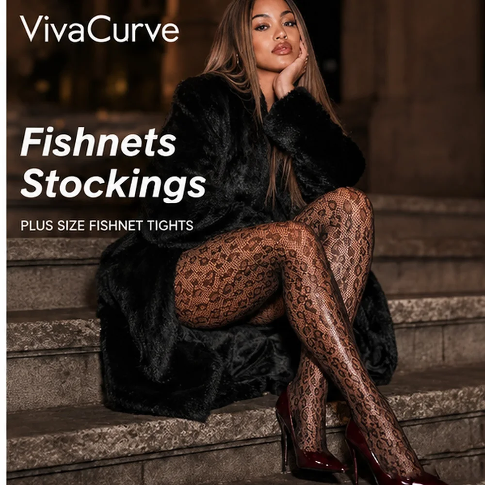 High Waist Leopard Print Fishnet Pantyhose Women Sexy Hollow Out Lace Mesh Tights Stretch See Through Cheetah Pattern Stockings