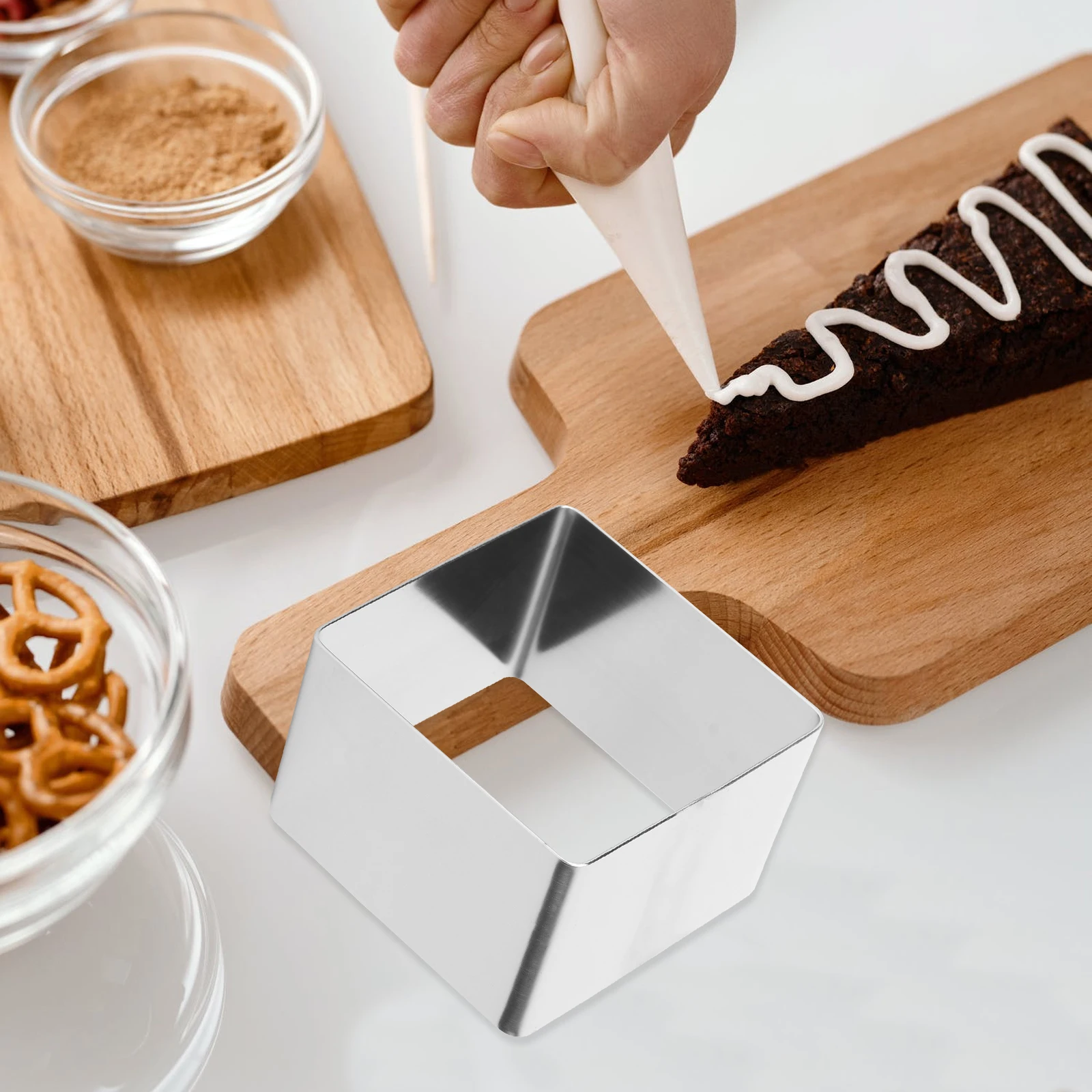 Stainless Steel Cake Ring Mousse Cutter Baking Tool For Diy Pastry Cookie Dough Fondant Cheese Smooth Surface Silver Kitchen