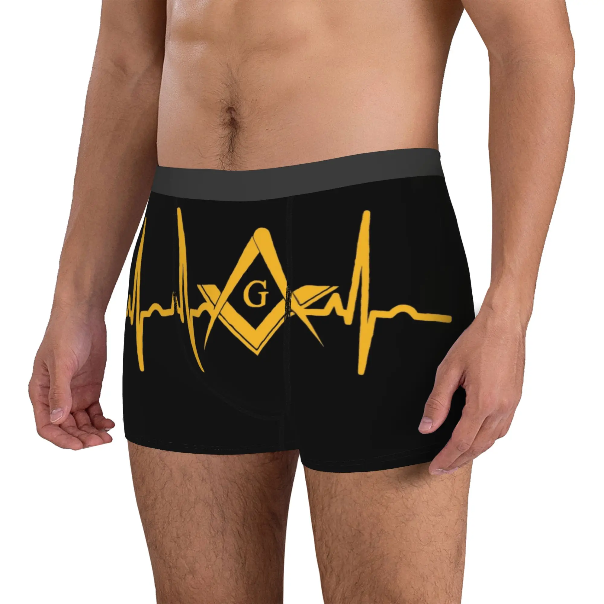 Fashion Heartbeat Freemason Boxers Shorts Panties Men's Underpants Comfortable Masonic Mason Briefs Underwear