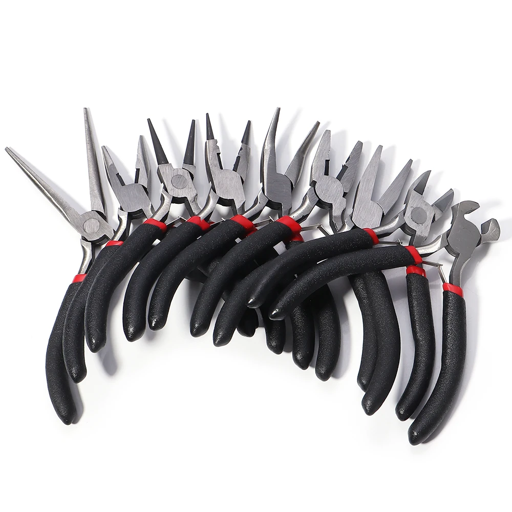 Black Handle Steel Needle Nose End Cutting Jewelry fixing Jewelry Pliers Tools & Equipment Kit for DIY Jewellery Making