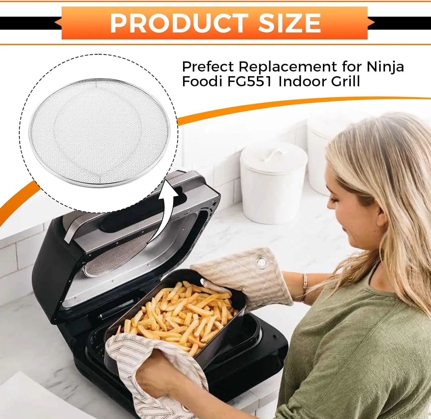 Splatter Shield Replacement for Ninja FG551 Foodi Smart XL 6-in-1 Indoor Grill  Splatter Screen for Air Fryer (Pack of 2)