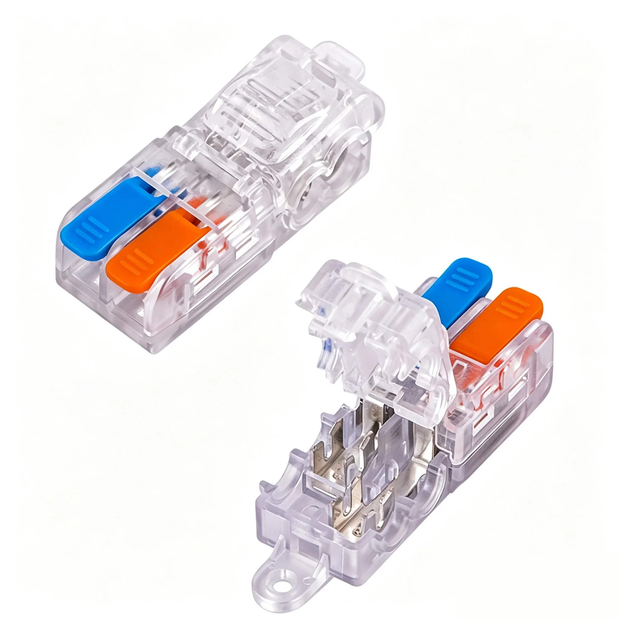 JINH 2 In 2 Out Lever Type Wire Connector Non Stripping Electrical Terminal Block for Quick Splicing Cable Connectors 0.2-4mm²
