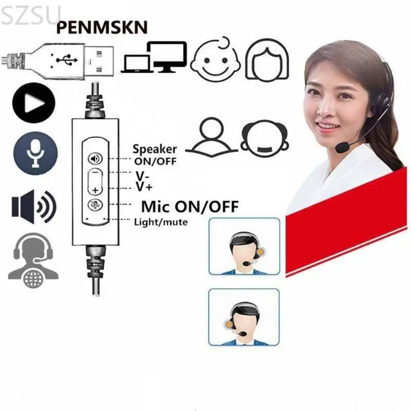 SZSU Professional Corded سماعة رأس الهاتف سماعة رأس مكالمة ضوضاء سماعة الرأس مع سماعة الرأس Micher RJ9 للكمبيوتر