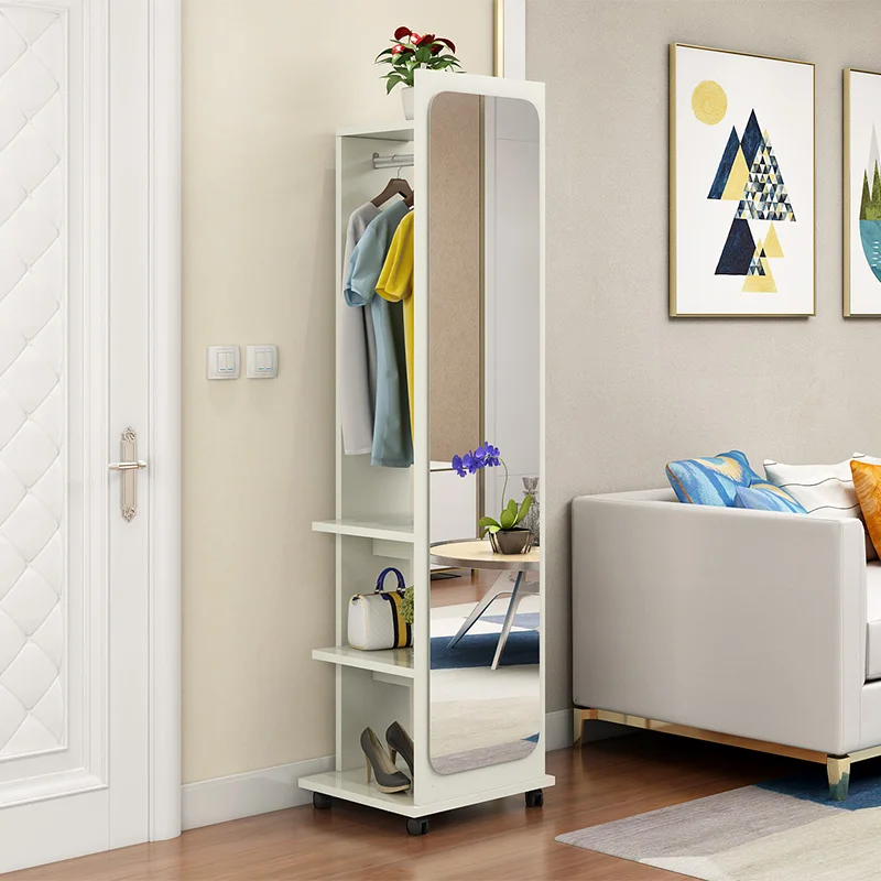 Simple modern home living room bedroom fitting mirror rotating storage cabinet stereoscopic mirror