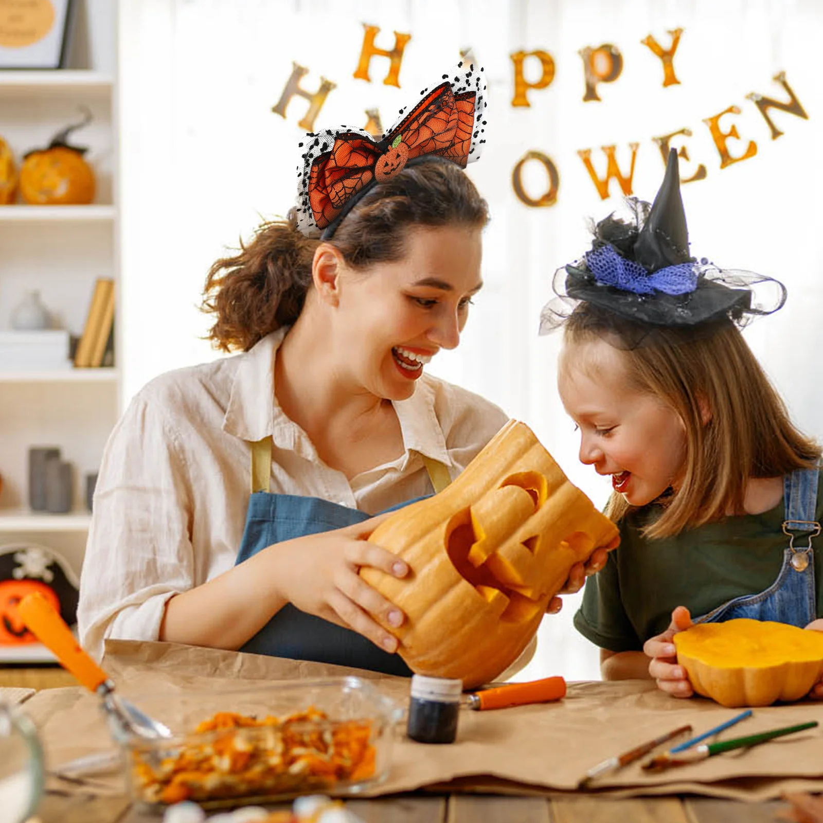 

Headband Bow-Knot Pumpkin Carnival Hair Band Headdress For Adults Festival Hair Decor Party Carnival Accessory