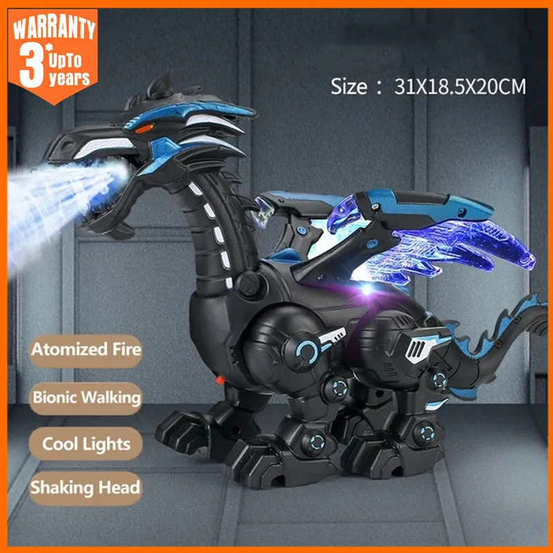 Simulation Fire Mechanical Dinoasur Water Spray Cool Light Electric Children Entertainment Puzzle Model Game Toys for Boys Gifts