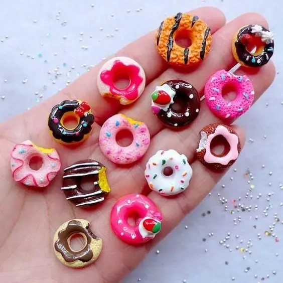 Kawaii 20pcs Nail Charms Kawaii Pink Cartoon Donut Ice Cream Bear/Candy/Lollipop Mixed Resin Acrylic For DIY Nail Art Decoration