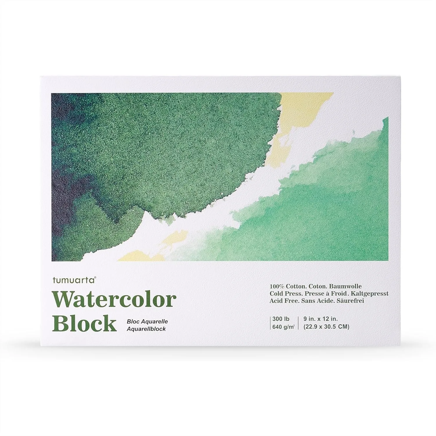

Watercolor Block 640 GSM 100% Cotton Cold Press Paper 10 Sheets 9x12 for Watercolors Acrylic and More