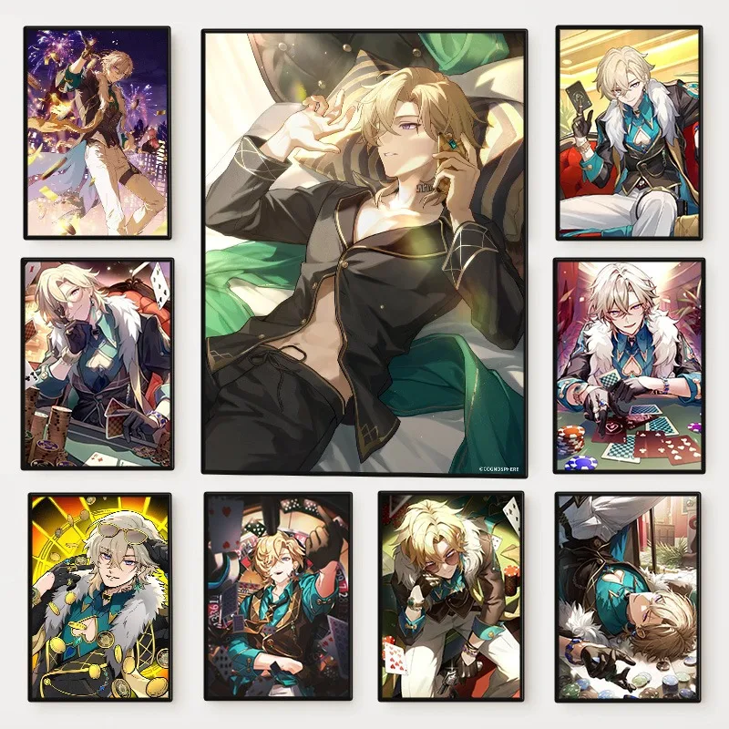 Hot Videos Game Honkai Star Rail Aventurine Poster Anime Popular Character Canvas Painting Wall Art for Living Room Home Decor