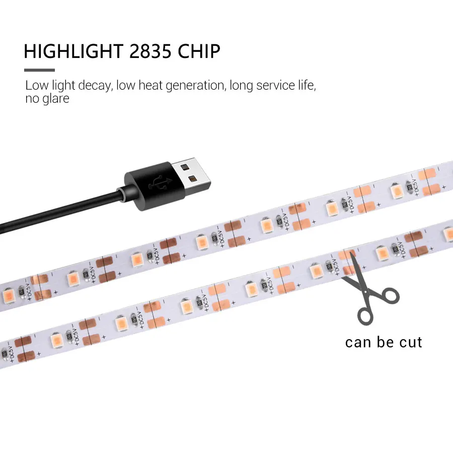 Taśma LED 5V USB LED z oświetleniem roślinnym 1-5m Wodoodporny chip LED do szklarni Sadzonki do roślin