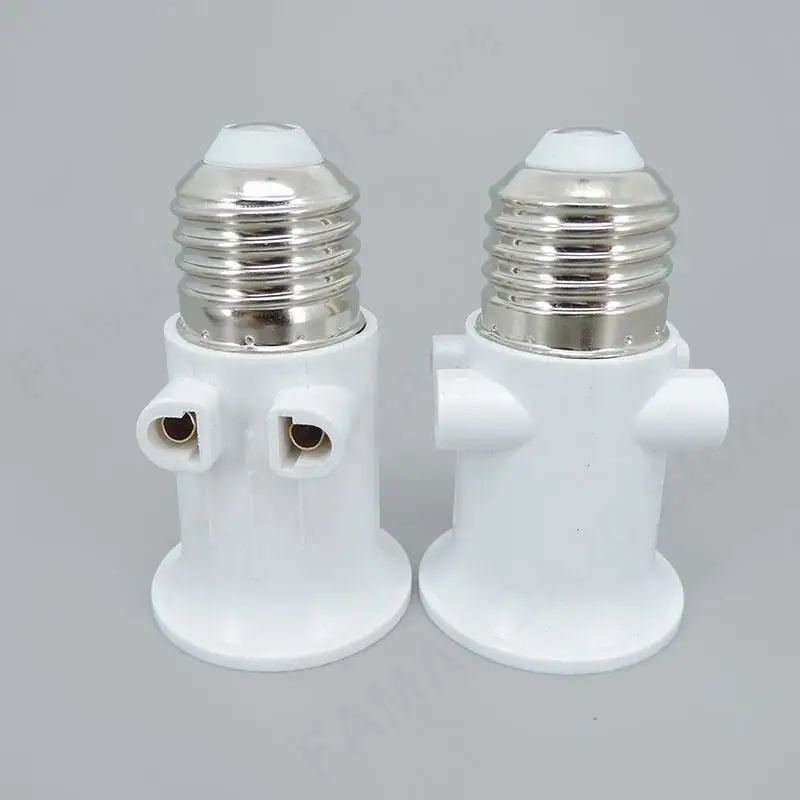 5pcs/pack E27 to E27 Socket 2-pin EU plug cable Connector LED Bulb Lamp Holder Base Screw Light power converter Adapter ABS