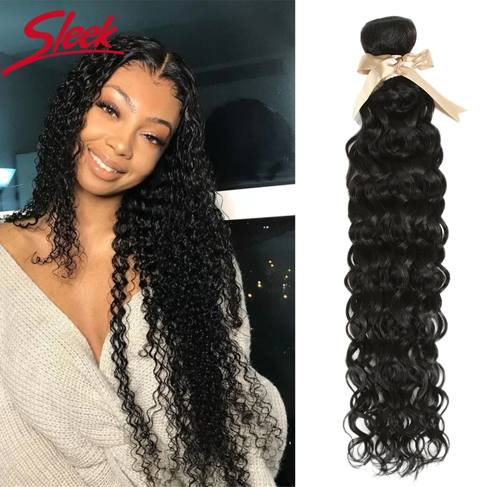 Sleek 28 Inch Human Hair Bundles Curly Hair Bundles Water Wave Remy Brazilian Hair Extensions Single Bundles Weave Bundles Hair