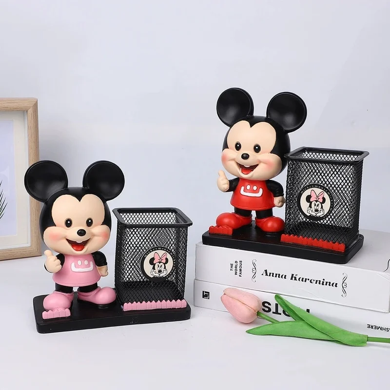 

Mickey Minnie Resin Pen Organizer - Cute Double-Sided Makeup Brush Holder Desk Decor For Girls, Bpa-Free Craft Stationery
