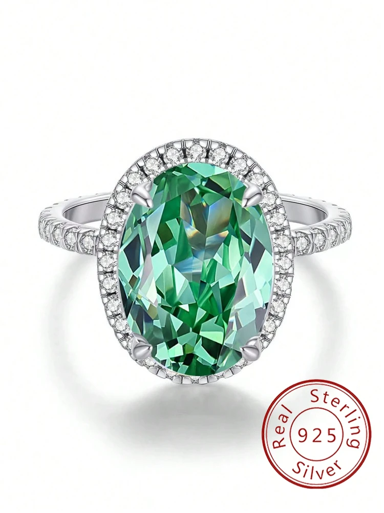 925 Sterling Silber Luxus Mode Glänzende Farbe Oval Zirkon Ring Für Frauen, Verlobung, Hochzeit Party Hohe Qualität Edlen Schmuck