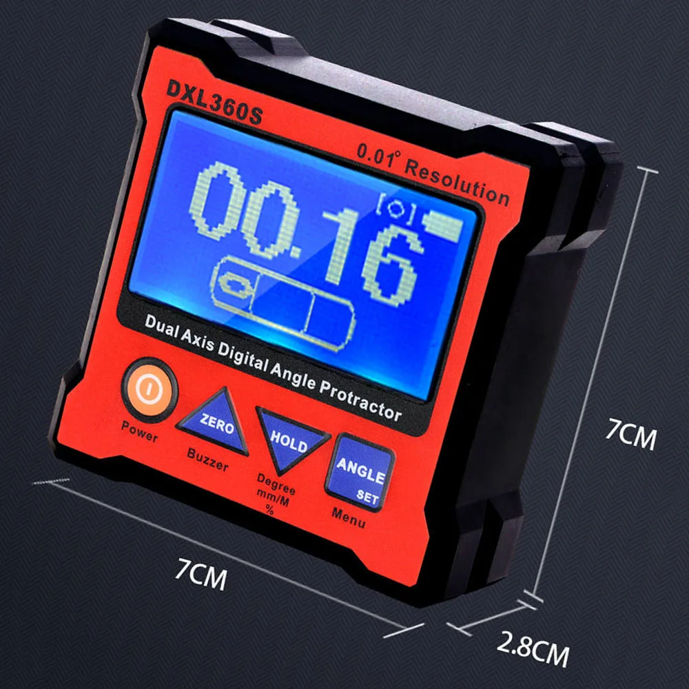 DXL360S/DXL360 Dual Axis Digital Angle Protractor with 5 Side Magnetic Base High-precision Dual-axis Digital Display Level Gauge