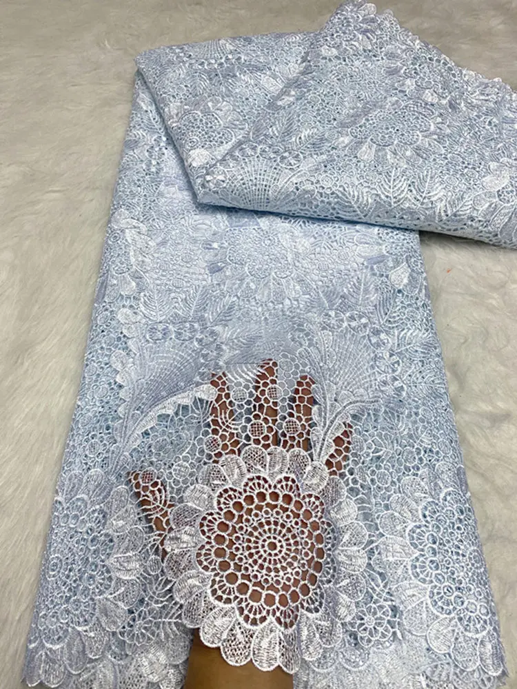 NFYG09 High quality African guipure cord lace fabric,hot selling embroidered water soluble lace fabric for party/wedding dress