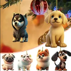 Cartoon Cute Dog Christmas Ornaments Hanging Decoration Gift Christmas Hanging Tree Personalized Pendant Party Supplies 2024