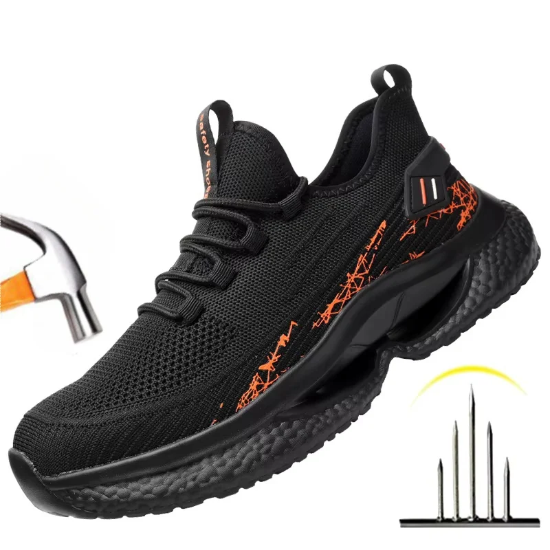 

Safety Puncture-Proof Men Safety Shoes Security Boots for Men Work Sneakers Women Boots Breathable Lightweight Steel Toe Shoes