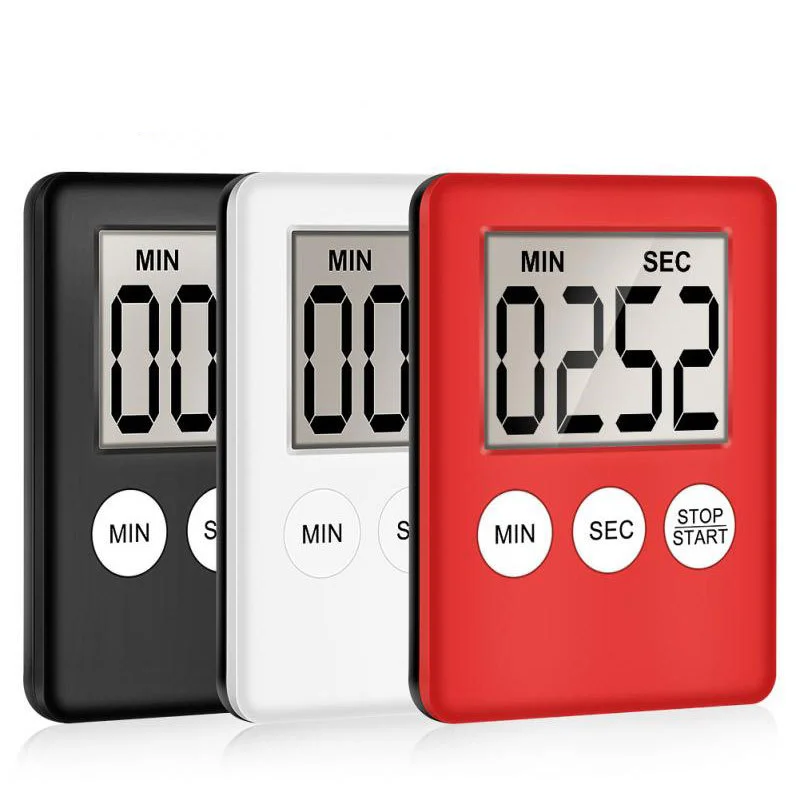 LED Large Screen Display Ultra Thin Timer Mini Kitchen Digital Timer with Battery Magnetic Back