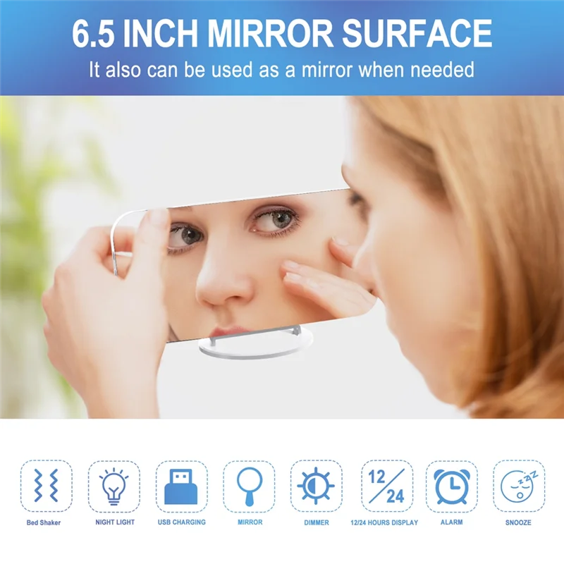

LJL LED Vibration Alarm Clock Multifunctional Dual USB Charging Mute Bedside Luminous Automatically Adjust Brightness