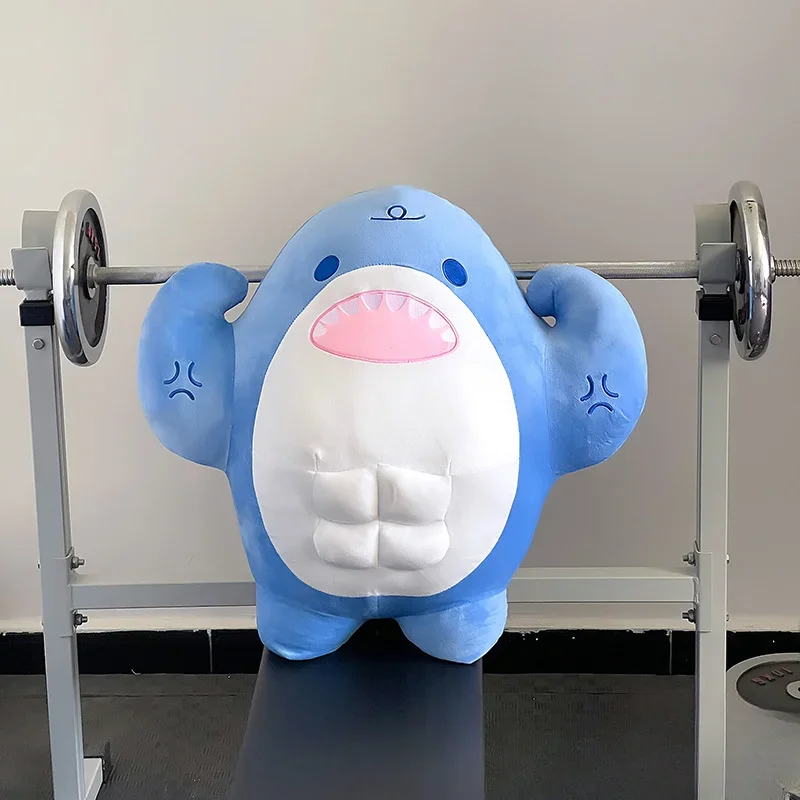 Stuffed Animals Plush Muscle Shark Doll Abdominal Muscle Doll Marine Life Plush Toy Comfortable Soft Festival Gift for Friend