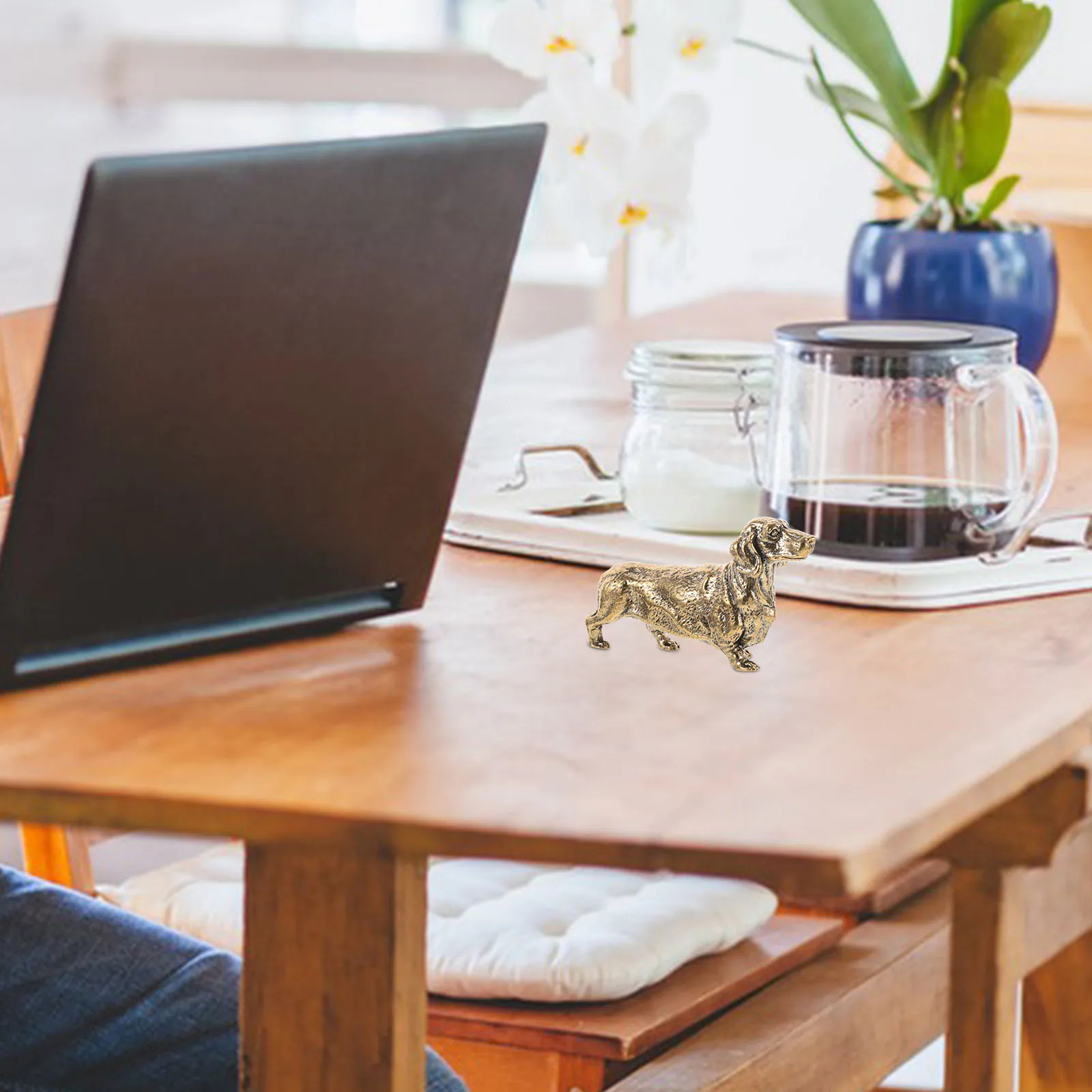 

Brass Dachshund Dog Figurine Home Office Decor Mini Statue Craft Small Desktop AdornmentVintage Ornament Sturdy Detail