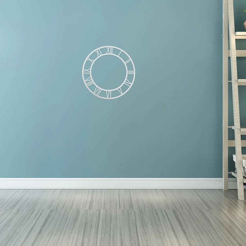

2Pcs Round Roman Numeral Acrylic Mirror Wall Clock Decals Decorative DIY Stickers for Living Room Hotel Entryway