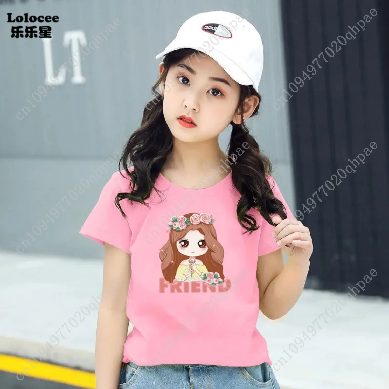 Happy Smile Design Girls Tshirt Kids Street Top traspiranti Personalità Abbigliamento in cotone T-shirt sportive estive fresche