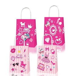 Hot Pink Princess Gift Boxes Set 12 Pink Girls Party Favor Boxes Bachelorette Bag Candy Boxes for Party Supplies