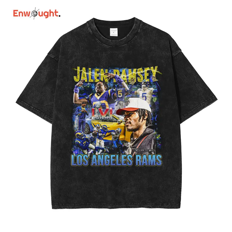 

Jalen Ramsey T Shirt Rugby player Vintage Washed Short Sleeve Streetwear Oversized T-shirt Harajuku Sweatshirts Tops Tees Men